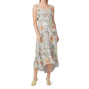 Slate & Willow Cream Floral Printed Sleeveless Square Neck Peasant Dress Size 14